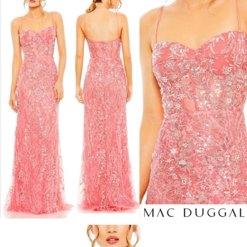 NWT Mac Duggal Pink Embellished Evening Dress